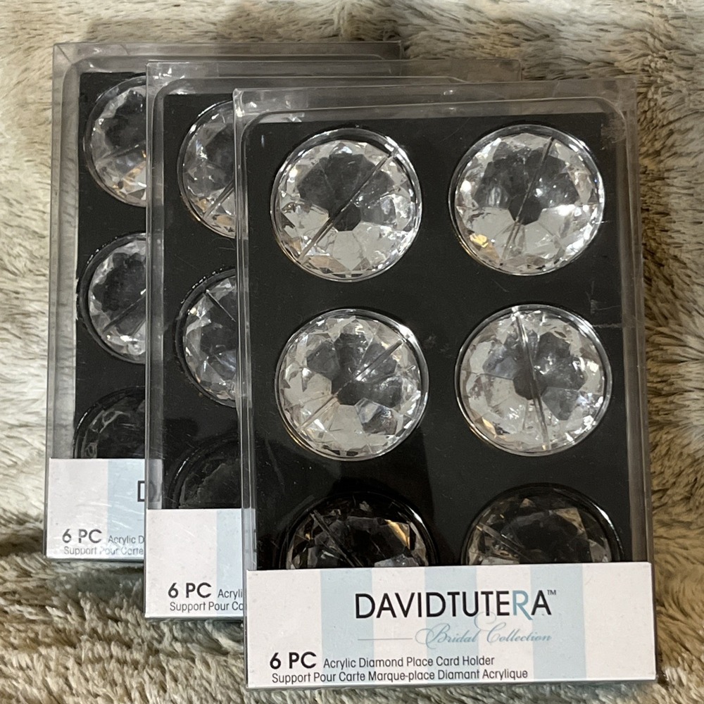 18 Piece Acrylic Diamond Place Card Holders David Tutera Bridal Collection New